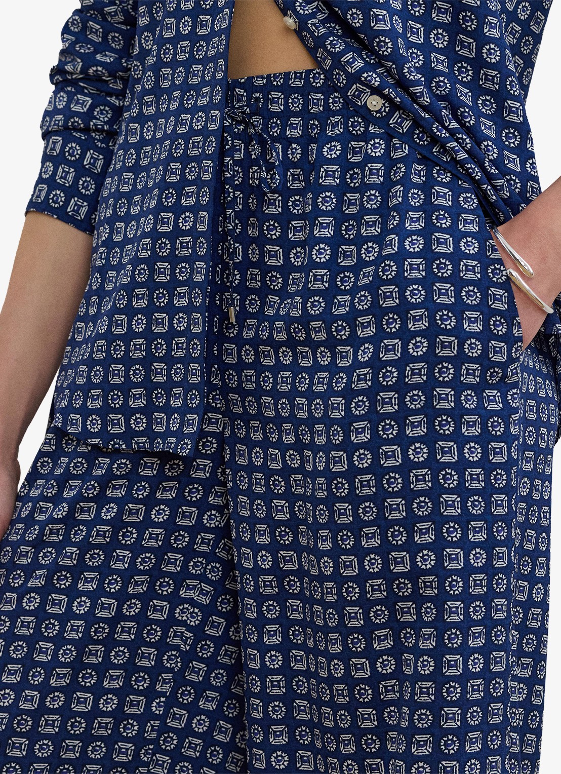 Ralph Lauren Mid waist wide fit broek met print - detail 2 blauw