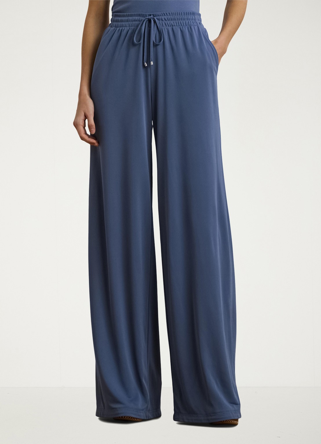 Ralph Lauren Mid waist wide fit broek met steekzakken - detail 3 blauw