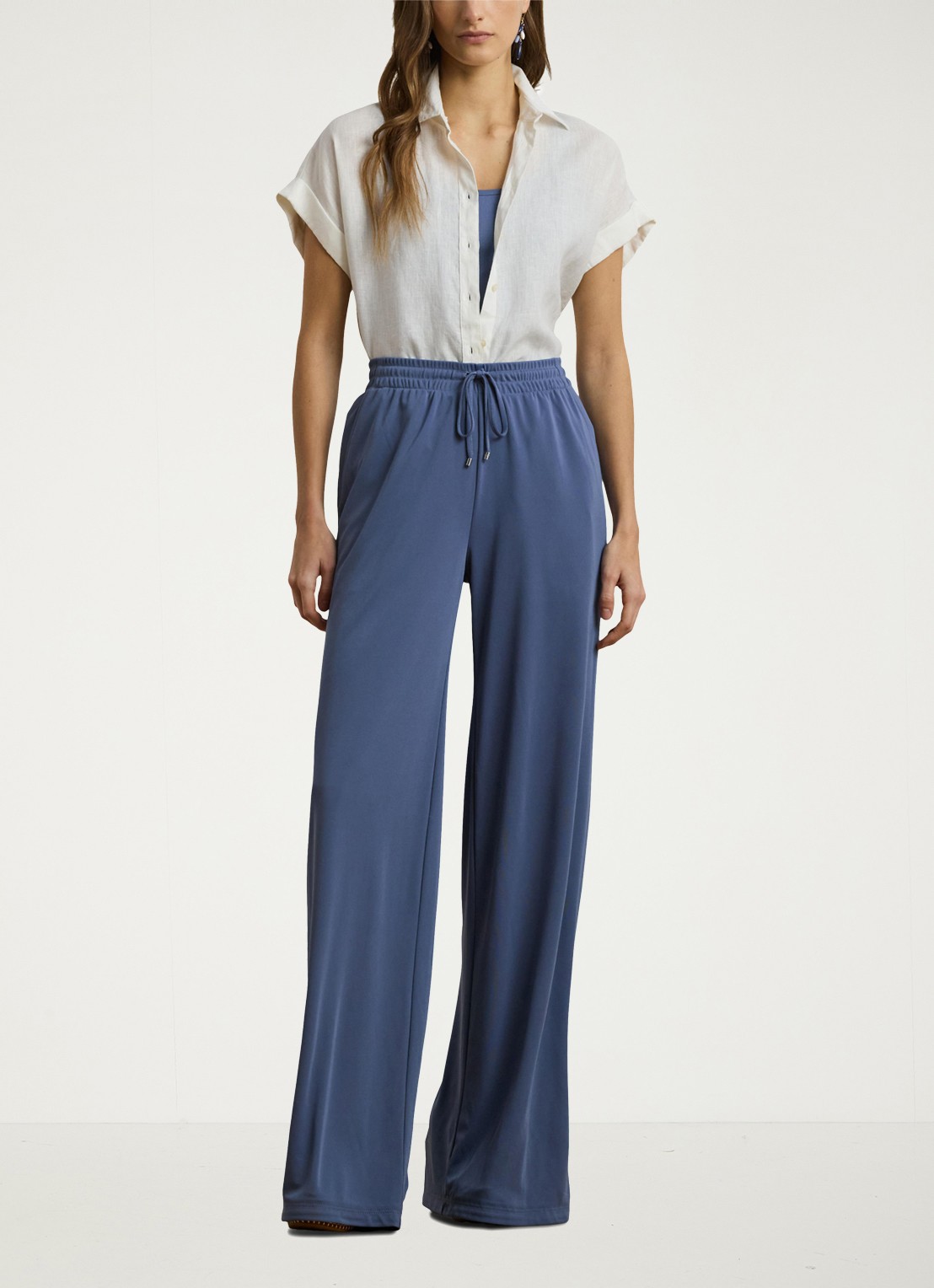 Ralph Lauren Mid waist wide fit broek met steekzakken - voorkant 2 blauw