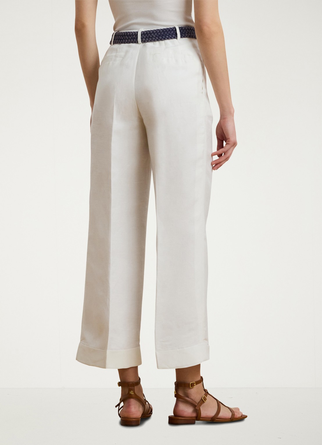 Ralph Lauren Mid waist wide fit broek met steekzakken - achterkant wit