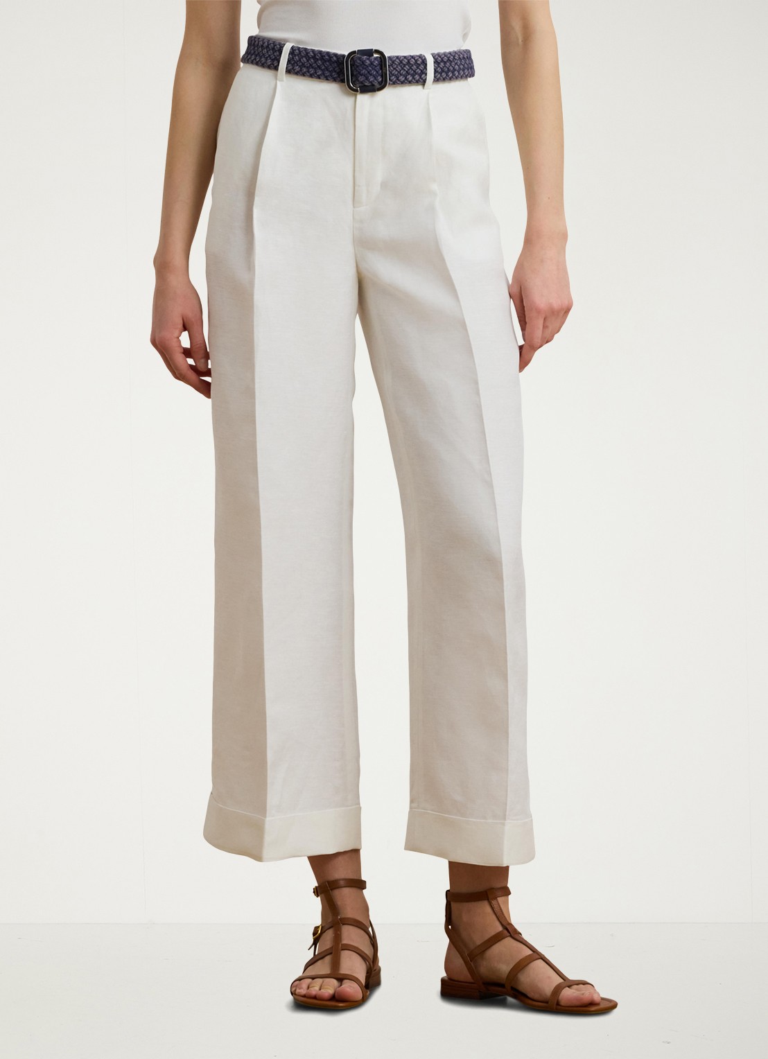Ralph Lauren Mid waist wide fit broek met steekzakken - detail 4 wit