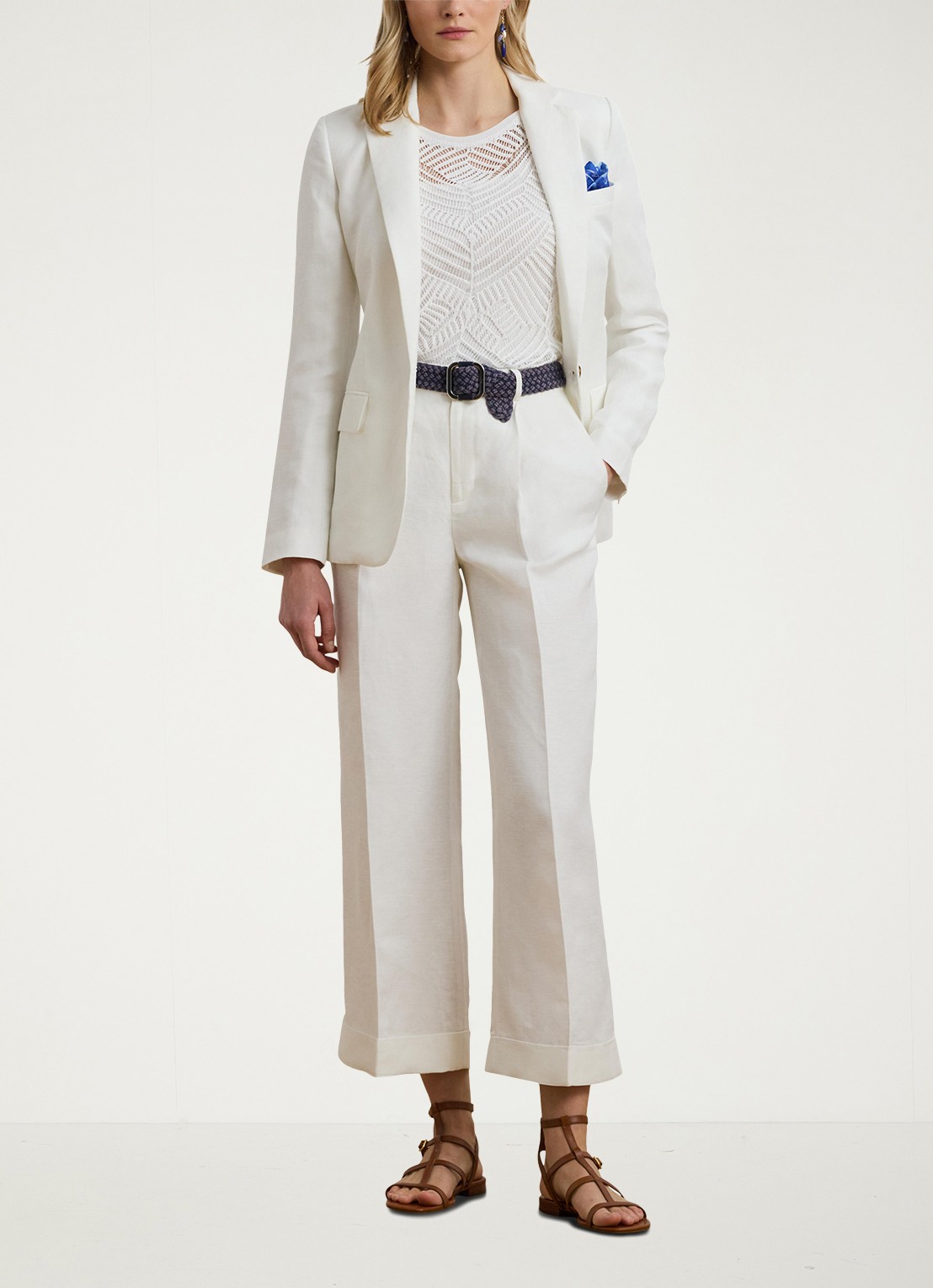 Ralph Lauren Mid waist wide fit broek met steekzakken - voorkant 3 wit