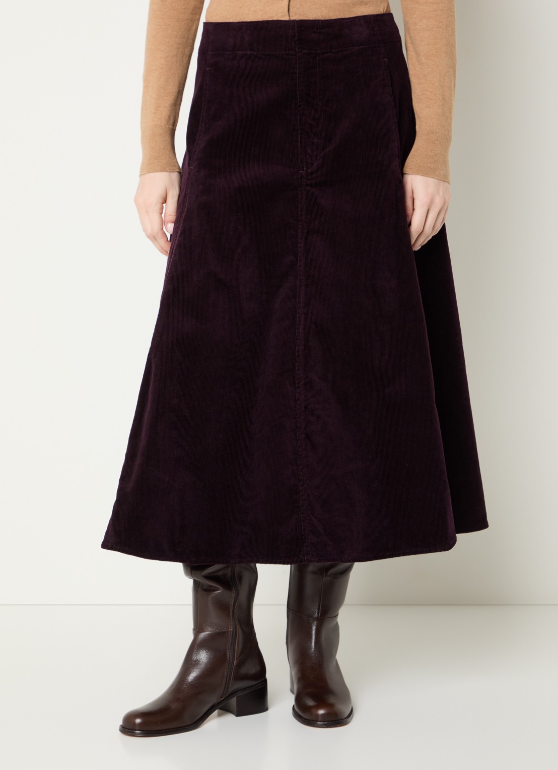 Ralph Lauren Midi A-lijn rok van corduroy met steekzakken - detail 4 aubergine