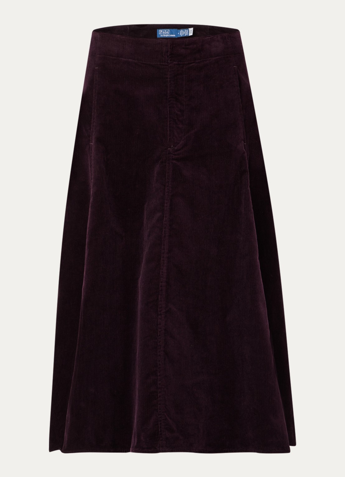 Ralph Lauren Midi A-lijn rok van corduroy met steekzakken - voorkant aubergine
