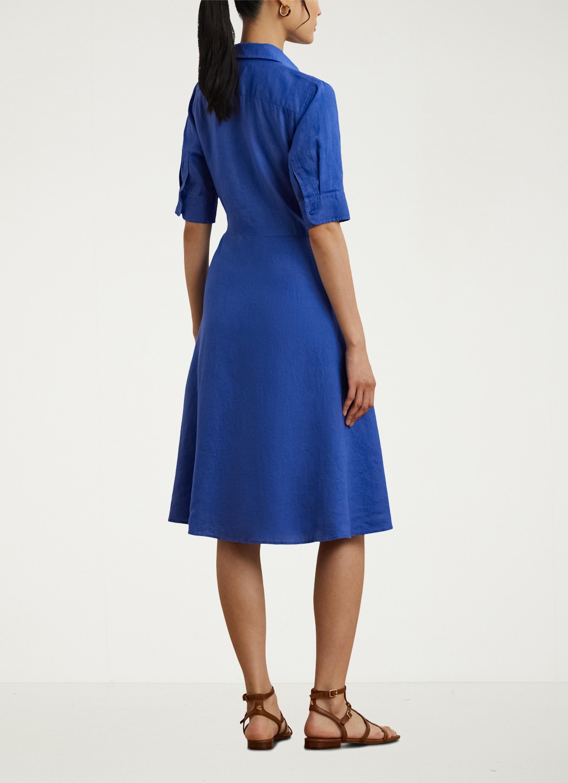 Ralph Lauren Midi blousejurk met gestrikt detail - achterkant blue lapis / blauw