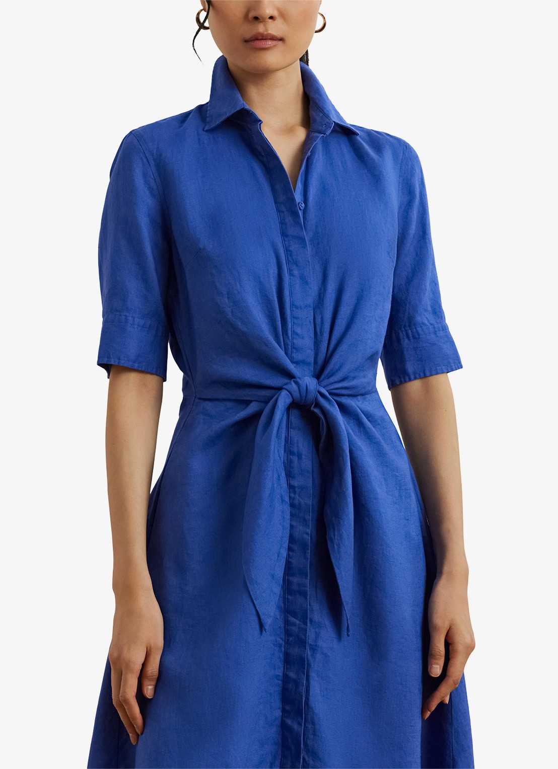 Ralph Lauren Midi blousejurk met gestrikt detail - detail 4 blue lapis / blauw