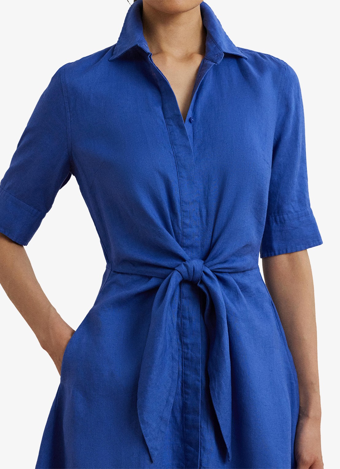 Ralph Lauren Midi blousejurk met gestrikt detail - detail 5 blue lapis / blauw