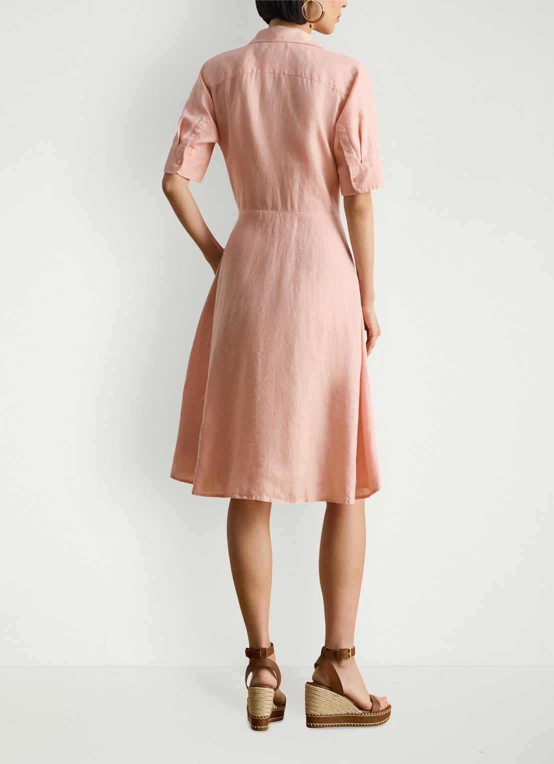 Ralph Lauren Midi blousejurk met gestrikt detail - achterkant 5 pink rhodonite / roze