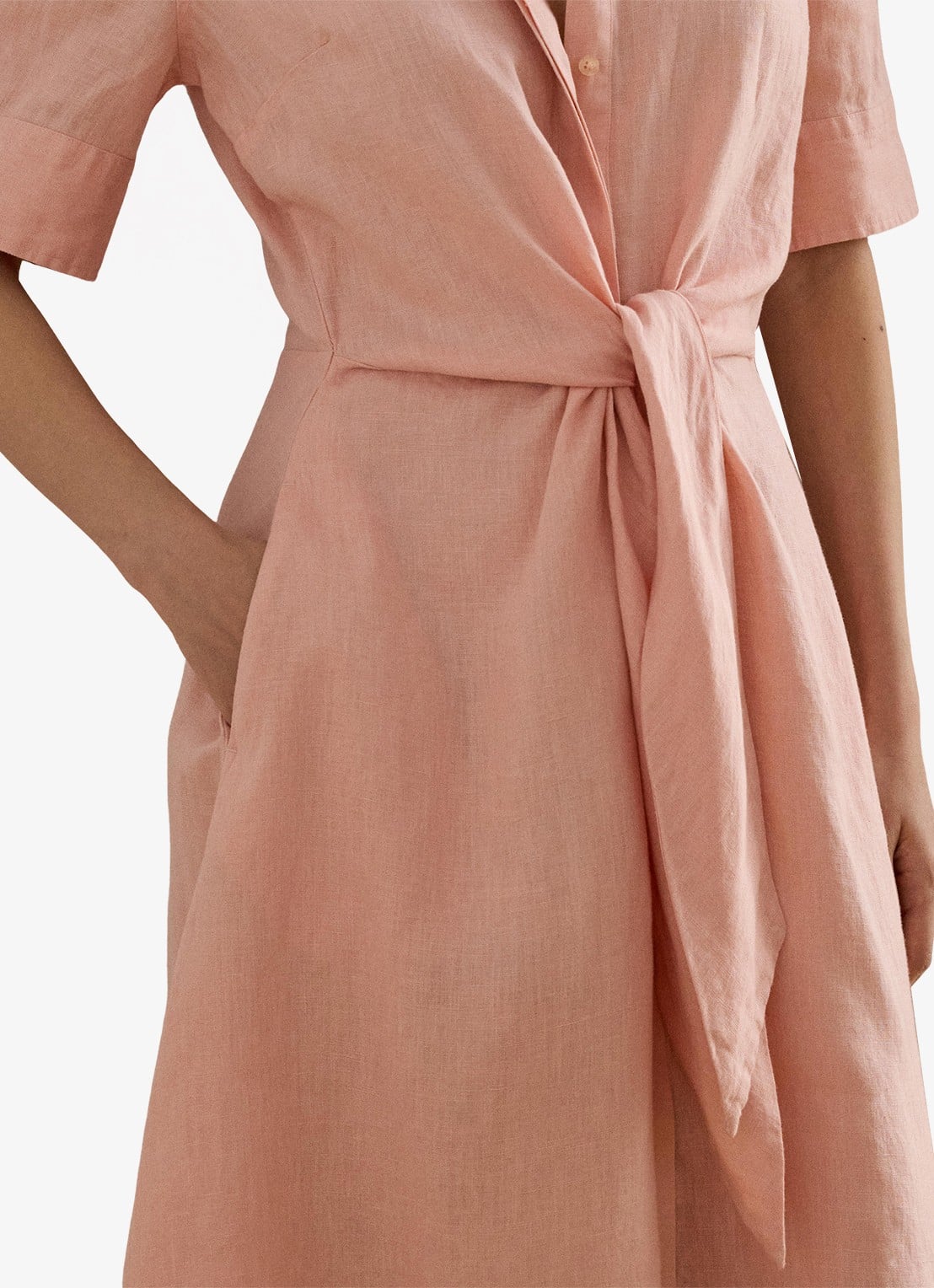 Ralph Lauren Midi blousejurk met gestrikt detail - detail 3 pink rhodonite / roze