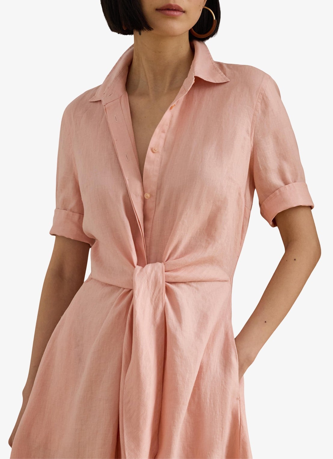Ralph Lauren Midi blousejurk met gestrikt detail - detail 4 pink rhodonite / roze