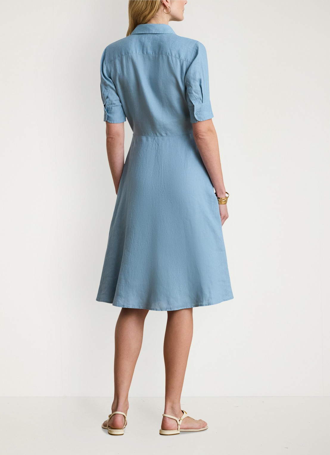 Ralph Lauren Midi blousejurk met gestrikt detail - achterkant blue note / blauw