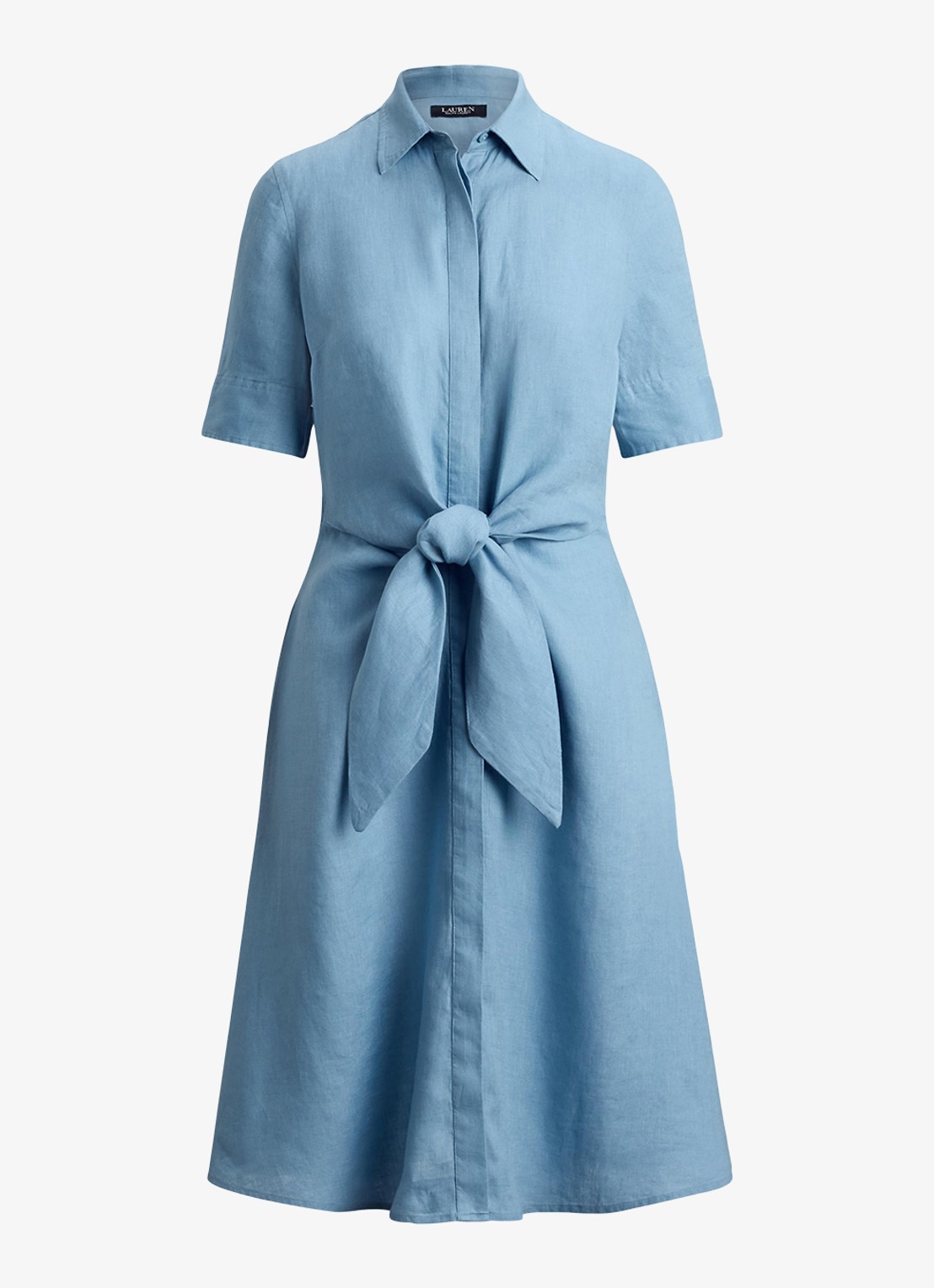 Ralph Lauren Midi blousejurk met gestrikt detail - voorkant 5 blue note / blauw