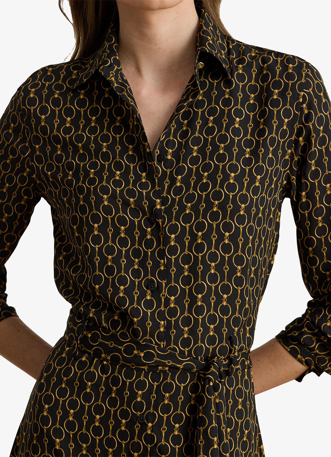 Ralph Lauren Midi blousejurk met print - detail 4 black multi / zwart