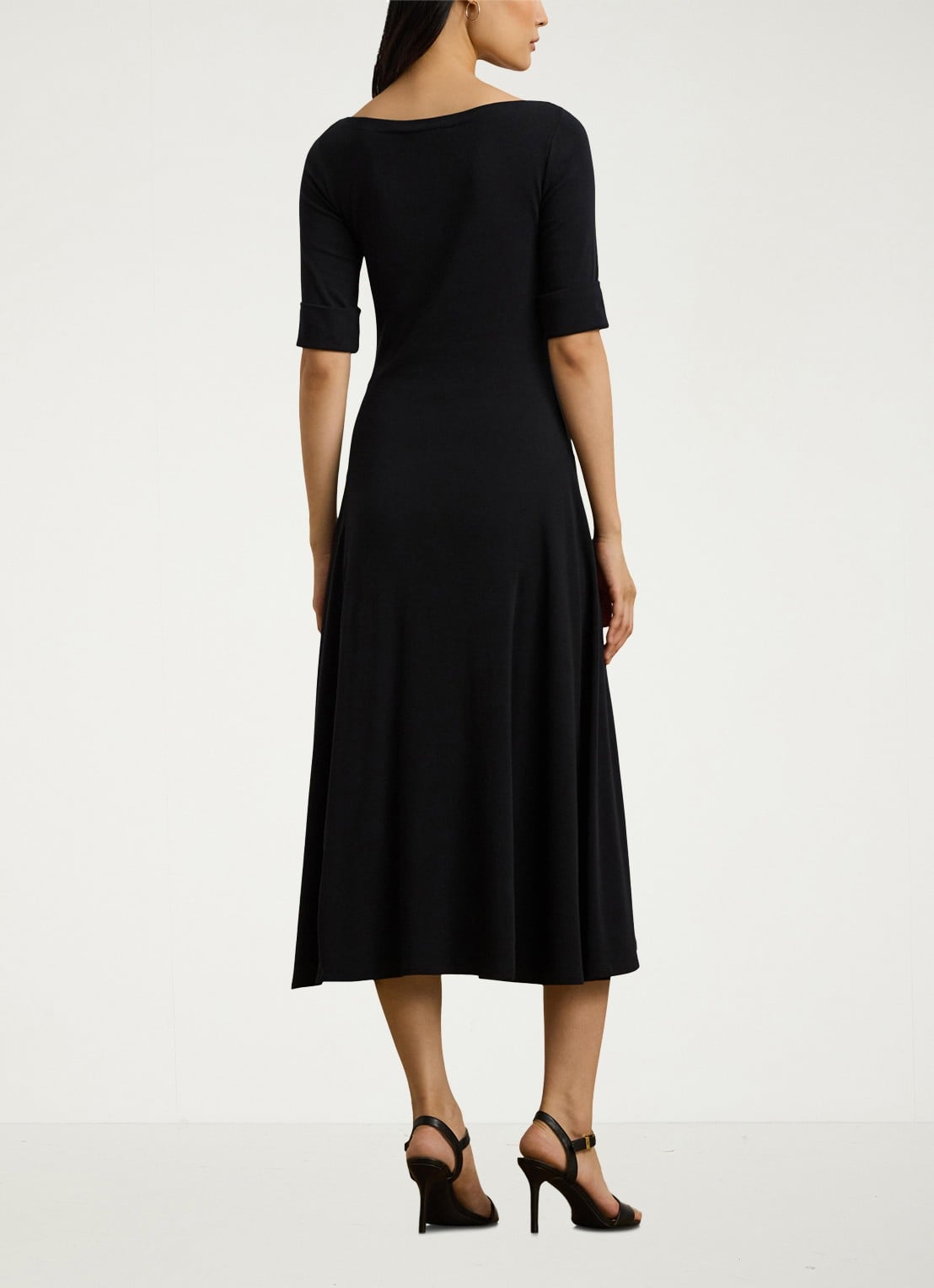 Ralph Lauren Midi jurk met boothals - achterkant 3 zwart