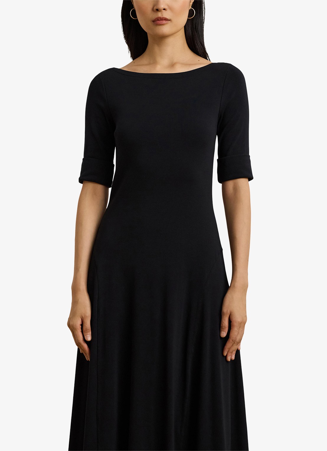 Ralph Lauren Midi jurk met boothals - detail 4 zwart