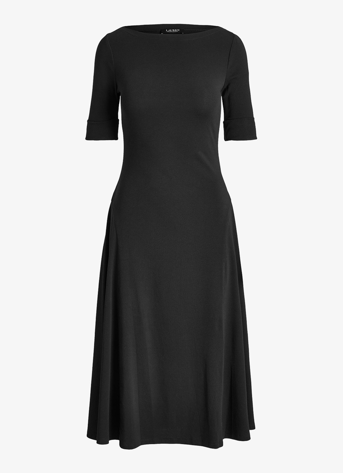 Ralph Lauren Midi jurk met boothals - voorkant zwart
