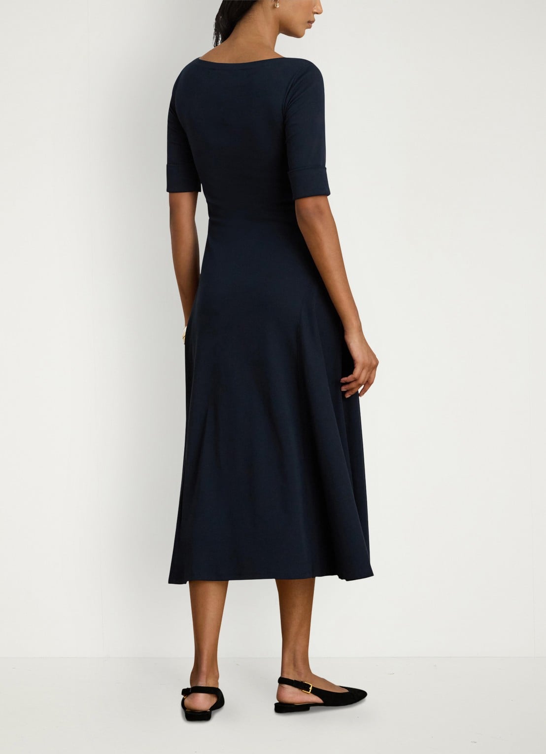 Ralph Lauren Midi jurk met boothals - achterkant lighthouse navy / donkerblauw