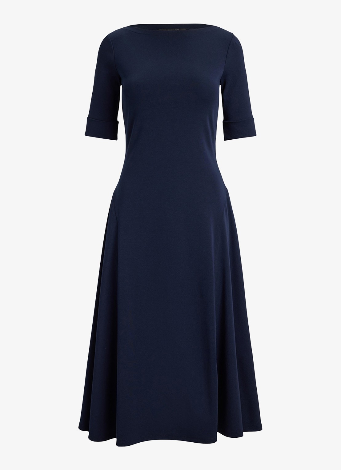 Ralph Lauren Midi jurk met boothals - voorkant lauren navy / blauw