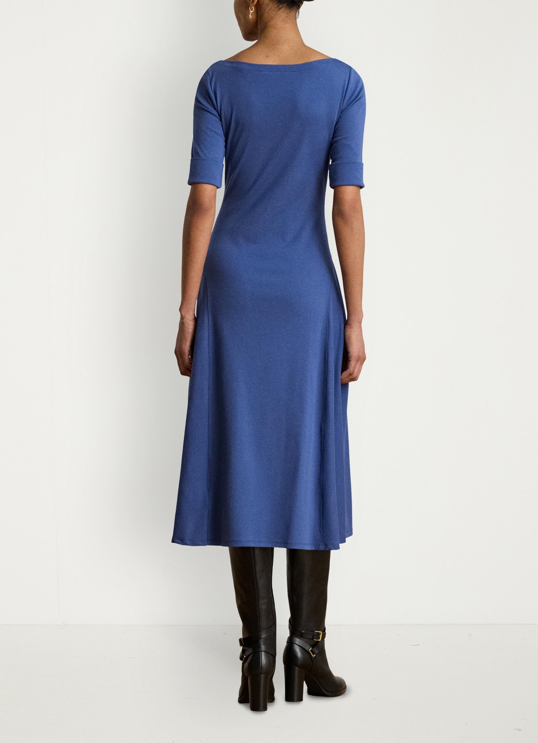 Ralph Lauren Midi jurk met boothals - achterkant 3 inky blue / blauw