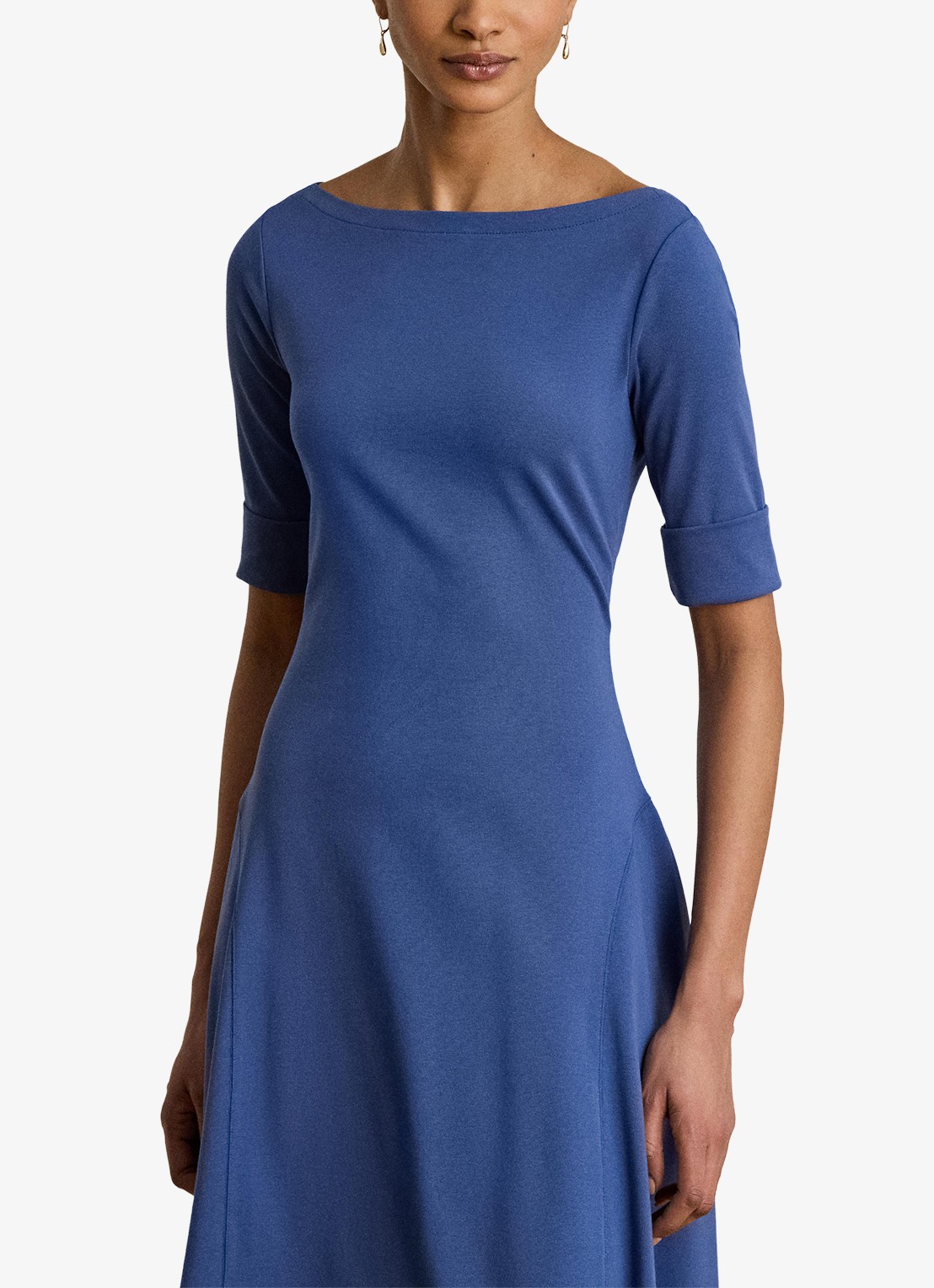 Ralph Lauren Midi jurk met boothals - detail 5 inky blue / blauw