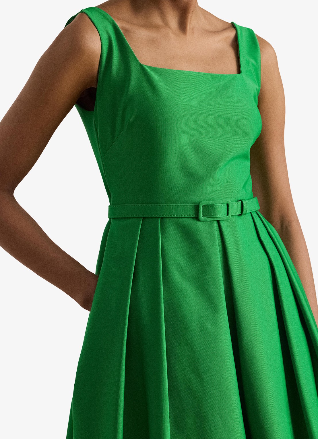Ralph Lauren Midi jurk met ceintuur en steekzakken - detail 3 stem / groen