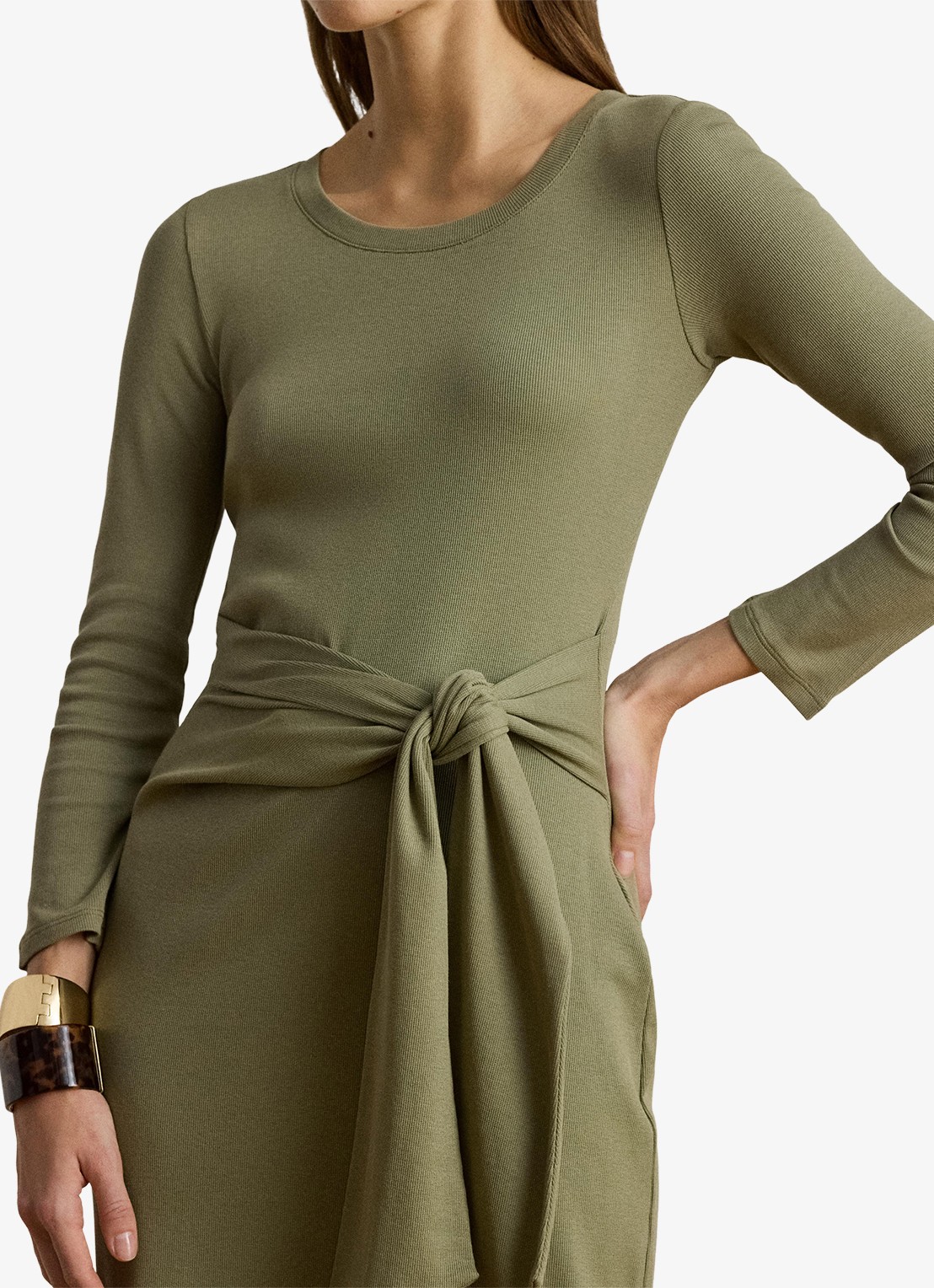 Ralph Lauren Midi jurk met geknoopt detail en split - detail light agave / groen