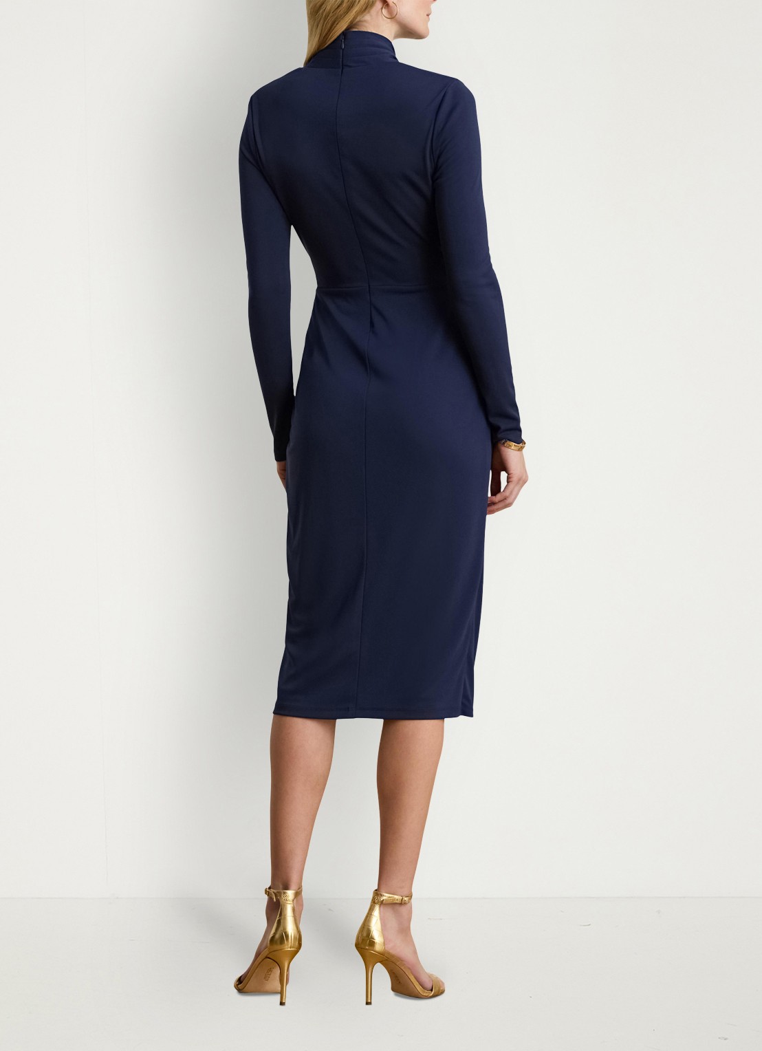 Ralph Lauren Midi jurk met geknoopt detail - achterkant refined navy / blauw