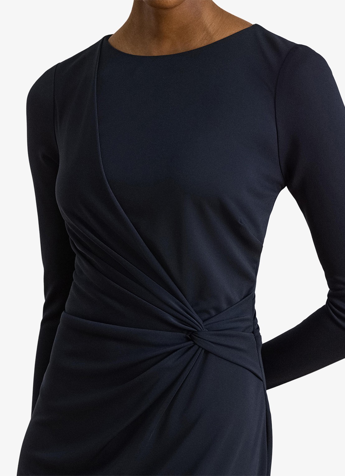 Ralph Lauren Midi jurk met geknoopt detail - detail 3 blauw