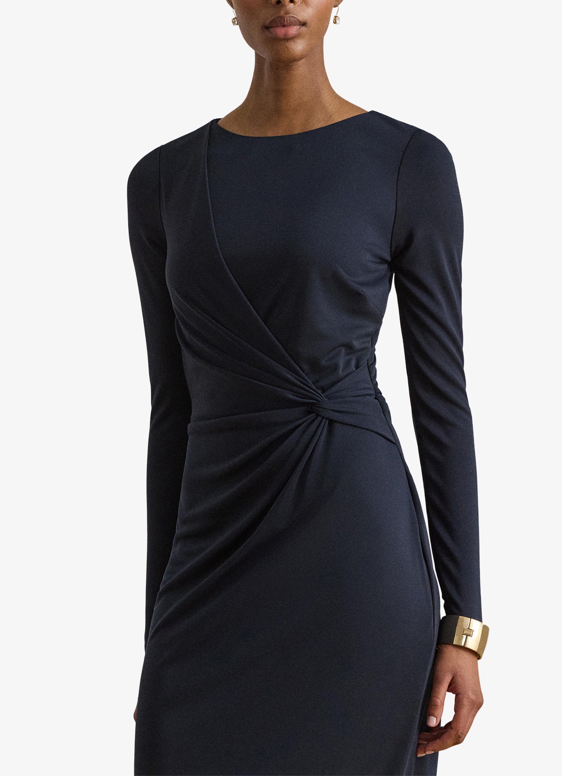 Ralph Lauren Midi jurk met geknoopt detail - detail 4 blauw