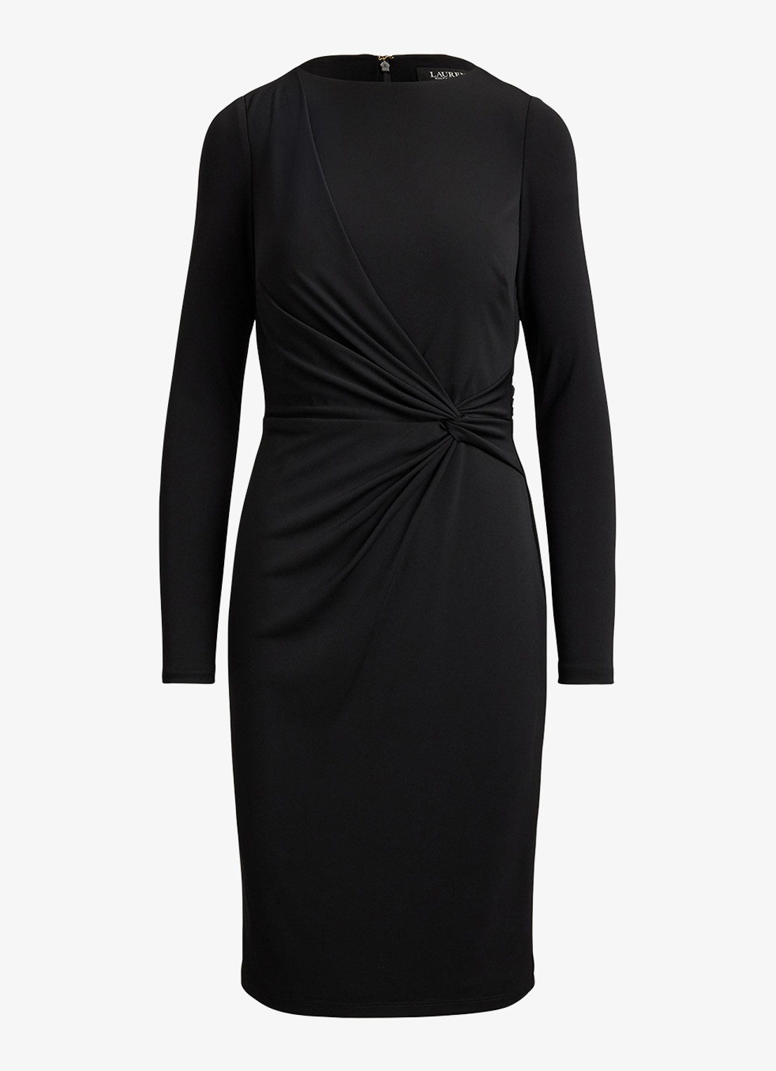 Ralph Lauren Midi jurk met geknoopt detail - voorkant 4 zwart