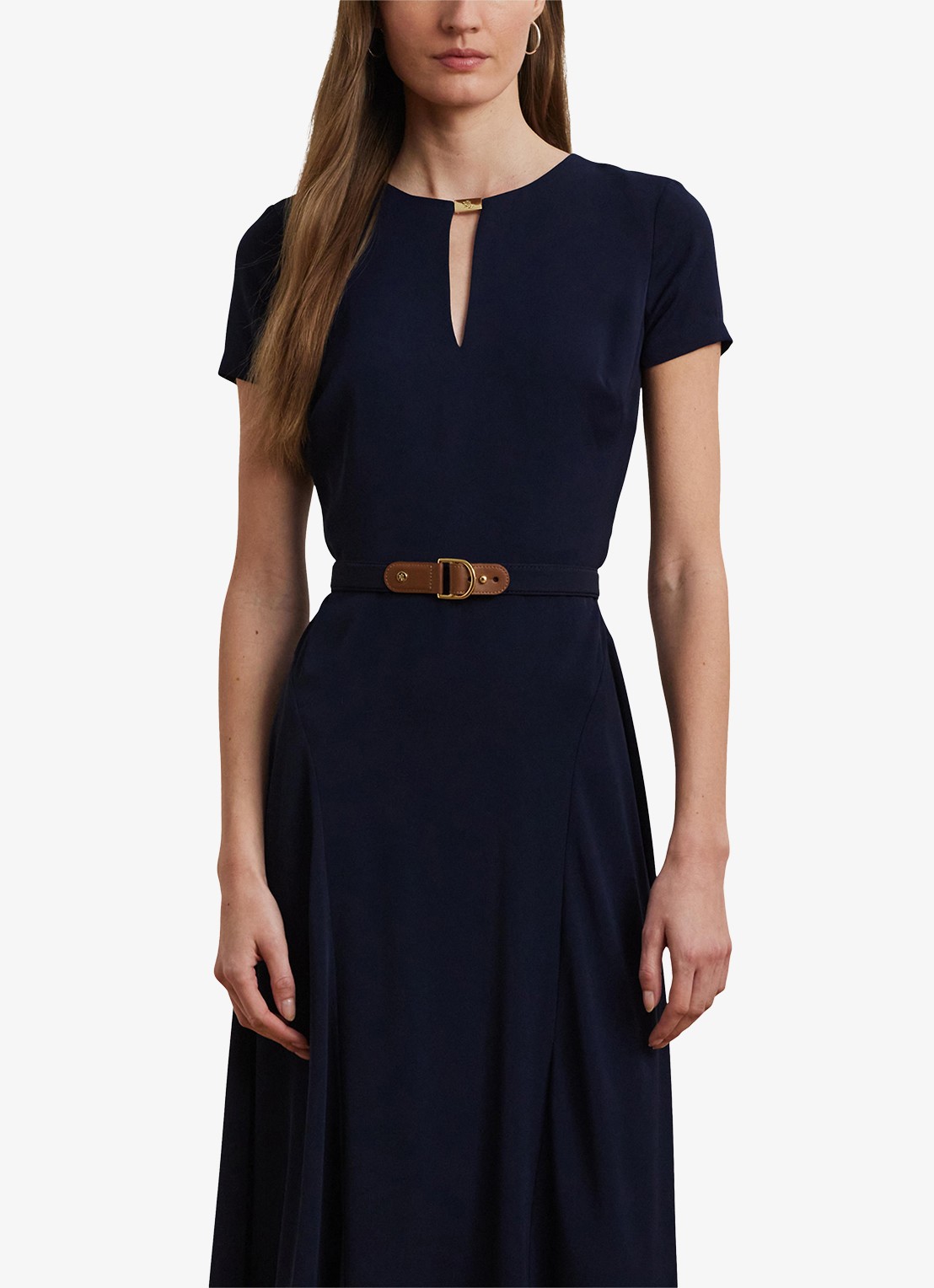 Ralph Lauren Midi jurk met gesp - detail 4 donkerblauw