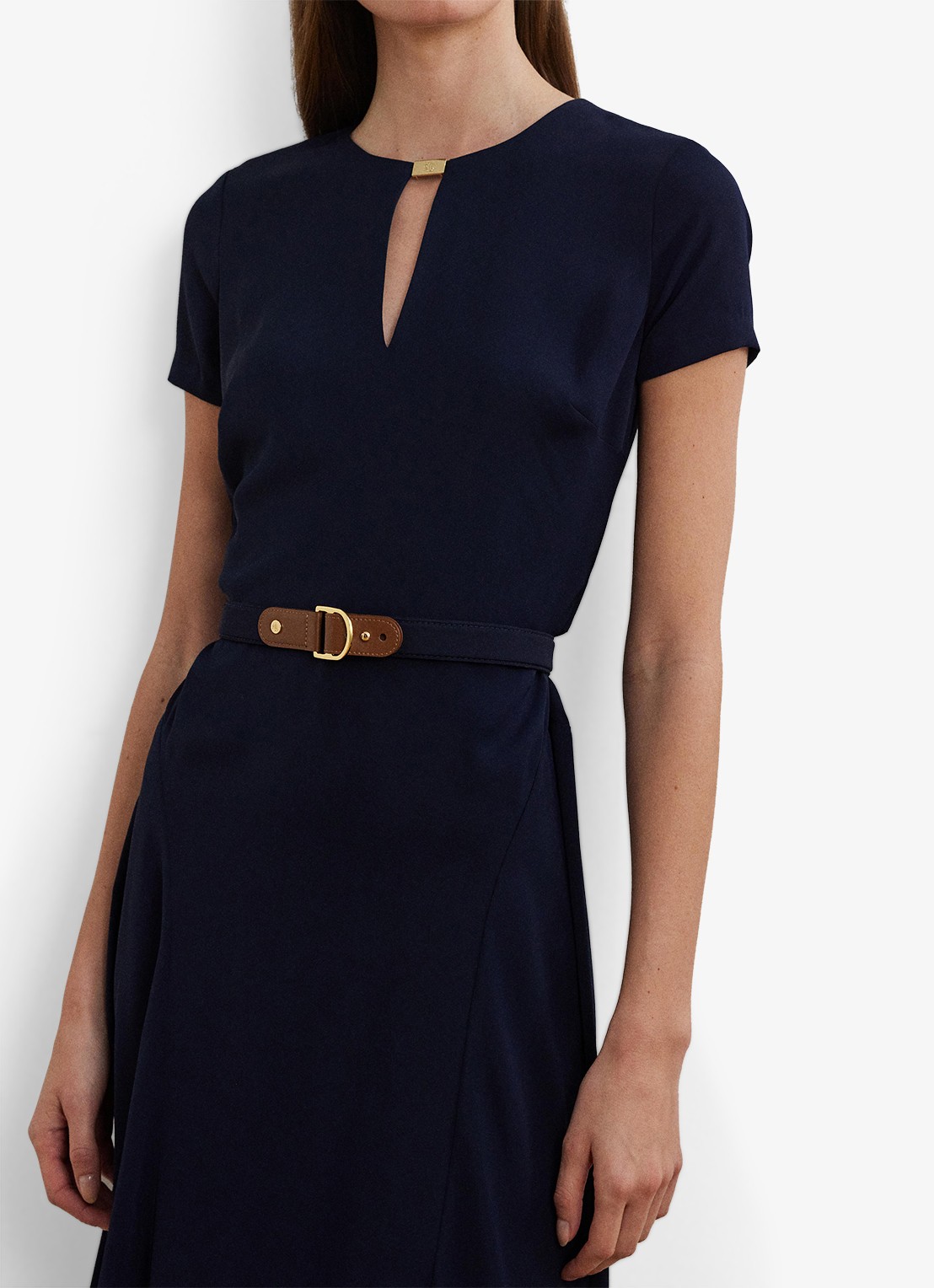Ralph Lauren Midi jurk met gesp - detail 5 donkerblauw