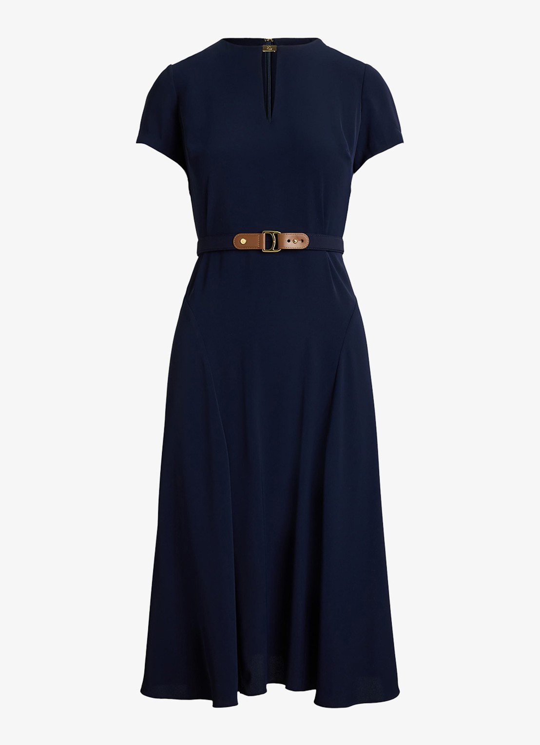 Ralph Lauren Midi jurk met gesp - voorkant 2 donkerblauw