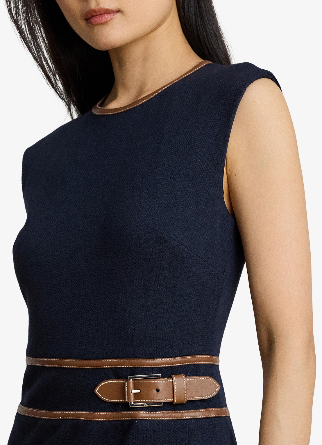 Ralph Lauren Midi jurk met gespdetail - detail 4 lauren navy / donkerblauw