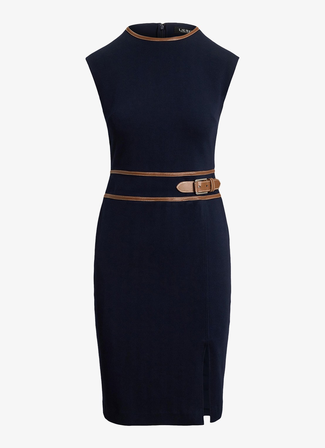 Ralph Lauren Midi jurk met gespdetail - voorkant lauren navy / donkerblauw