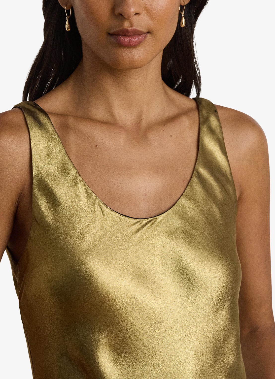 Ralph Lauren Midi jurk met metallic finish - detail 2 black/antique gold / goud