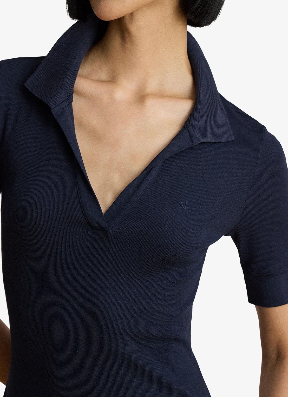 Ralph Lauren Midi jurk met ribstructuur - detail 3 blauw