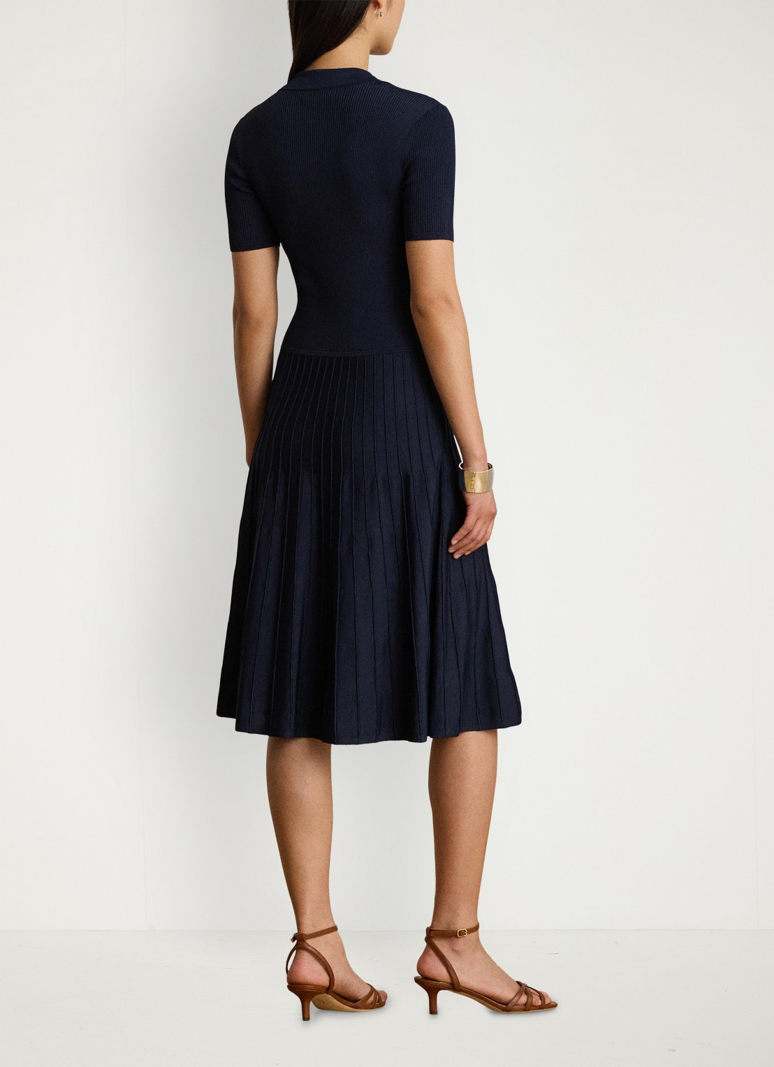 Ralph Lauren Midi jurk met ribstructuur - achterkant 5 blauw