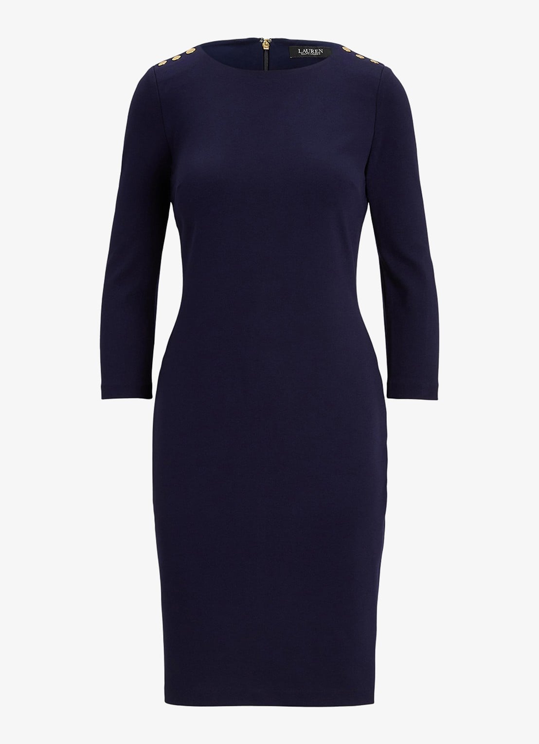 Ralph Lauren Midi jurk met sierknopen - voorkant 2 middengrijs