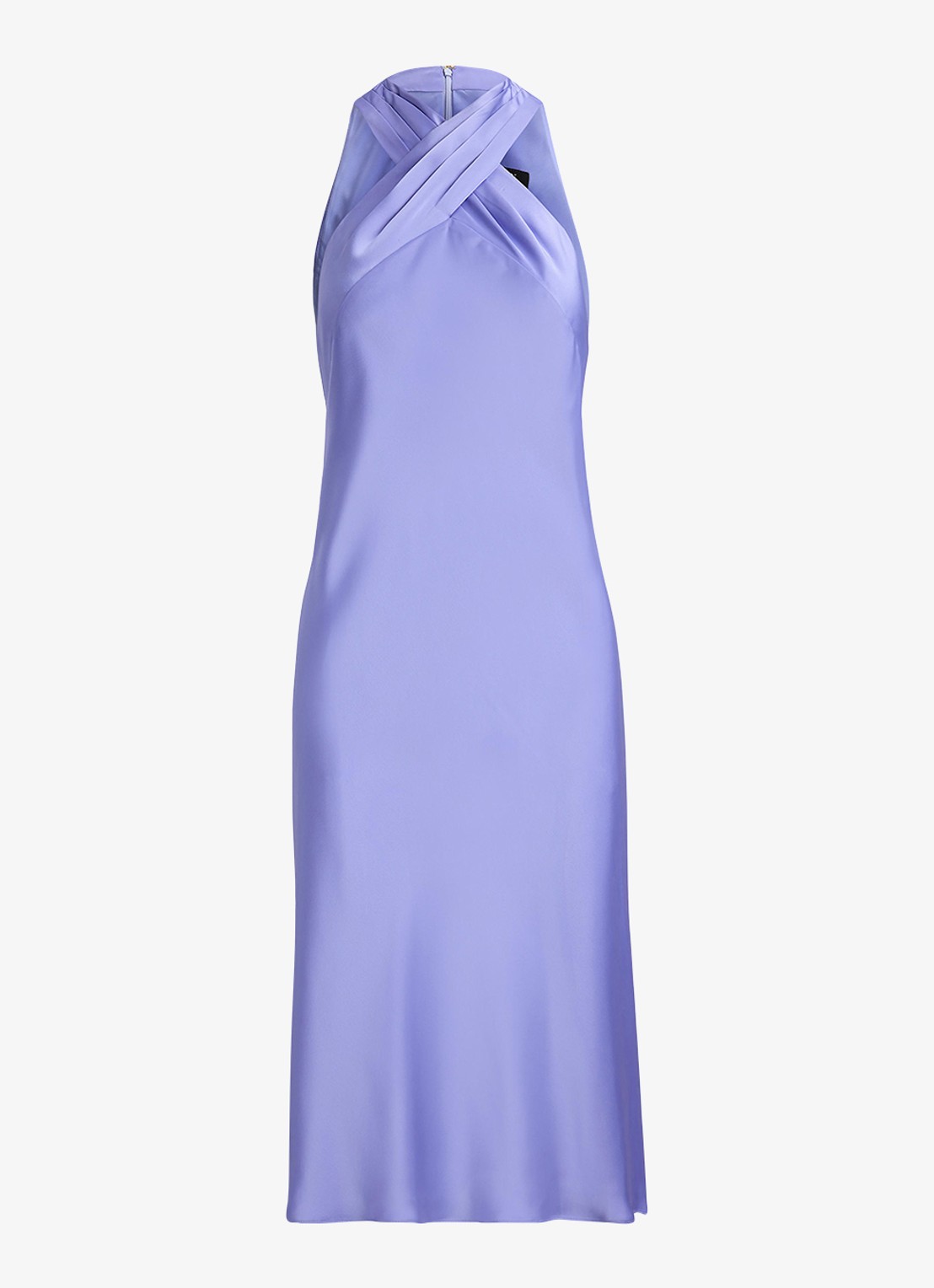 Ralph Lauren Midi jurk van satijn - voorkant 2 banker blue / lichtblauw