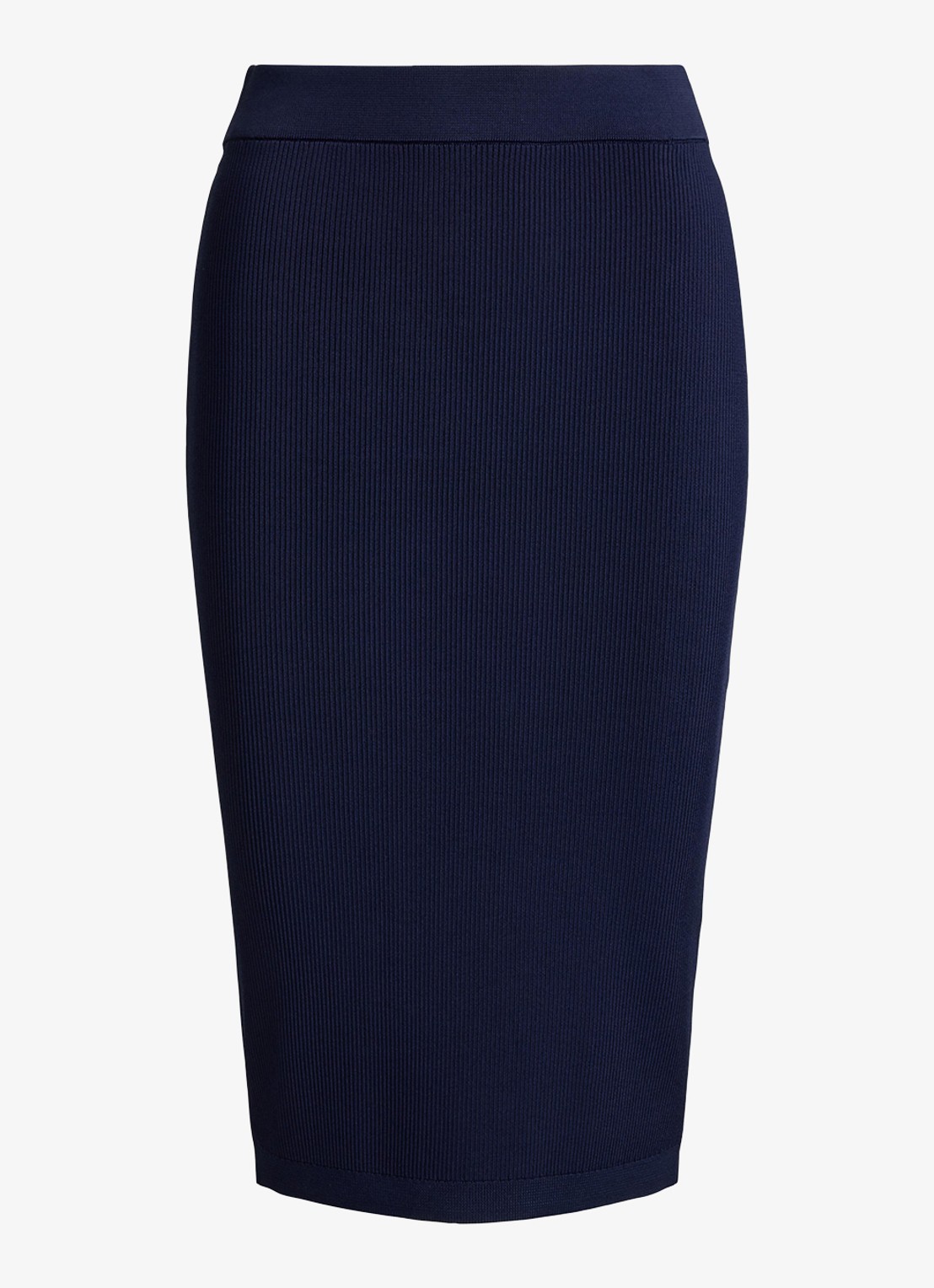 Ralph Lauren Midi kokerrok met ribstructuur - voorkant 4 refined navy / blauw