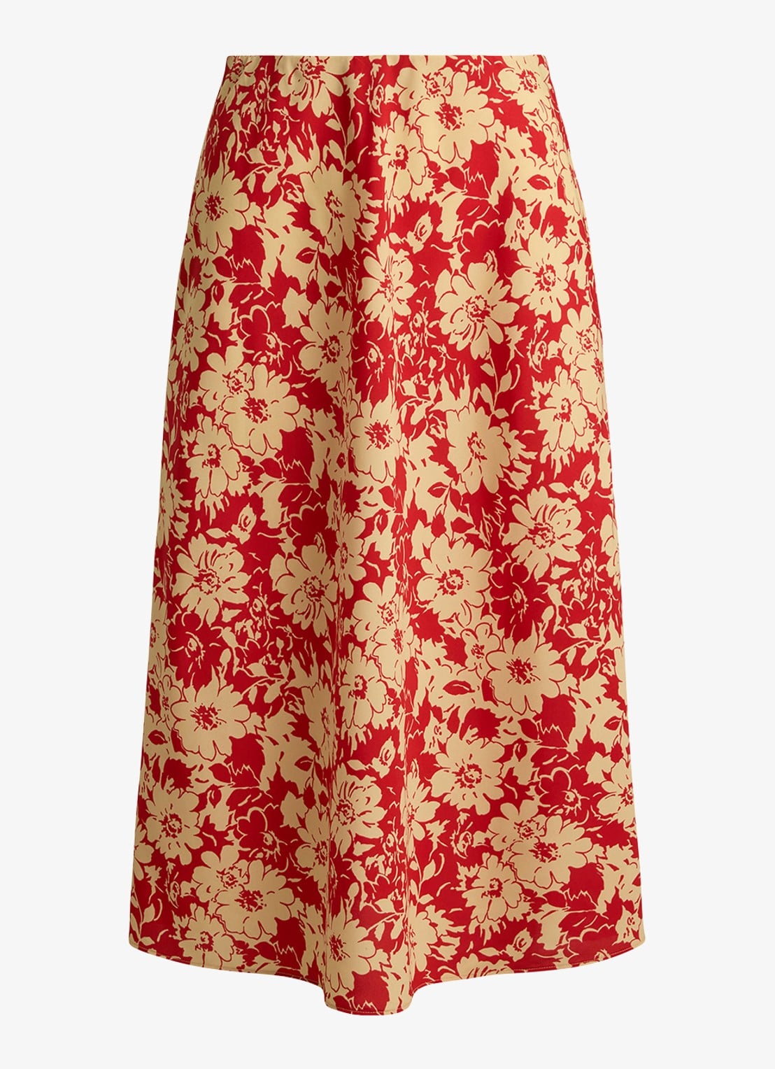 Ralph Lauren Midi rok met bloemenprint - voorkant red tan / rood