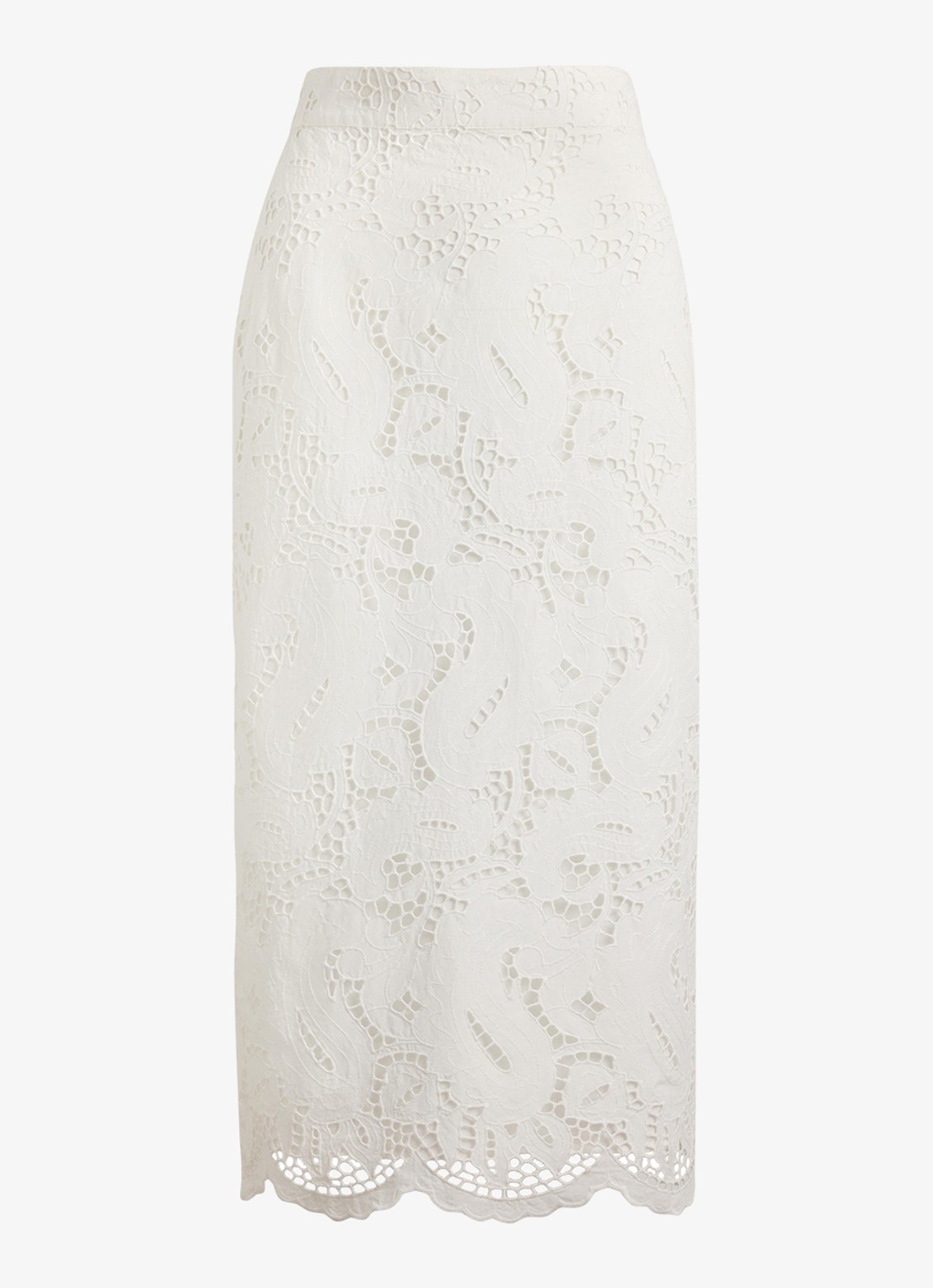 Ralph Lauren Midi rok met broderie - voorkant wit