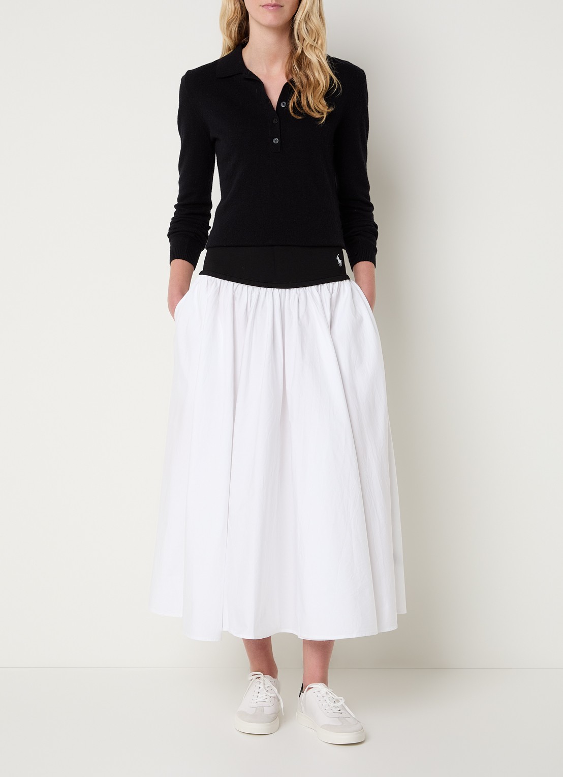 Ralph Lauren Midi rok met logo - voorkant 3 wit