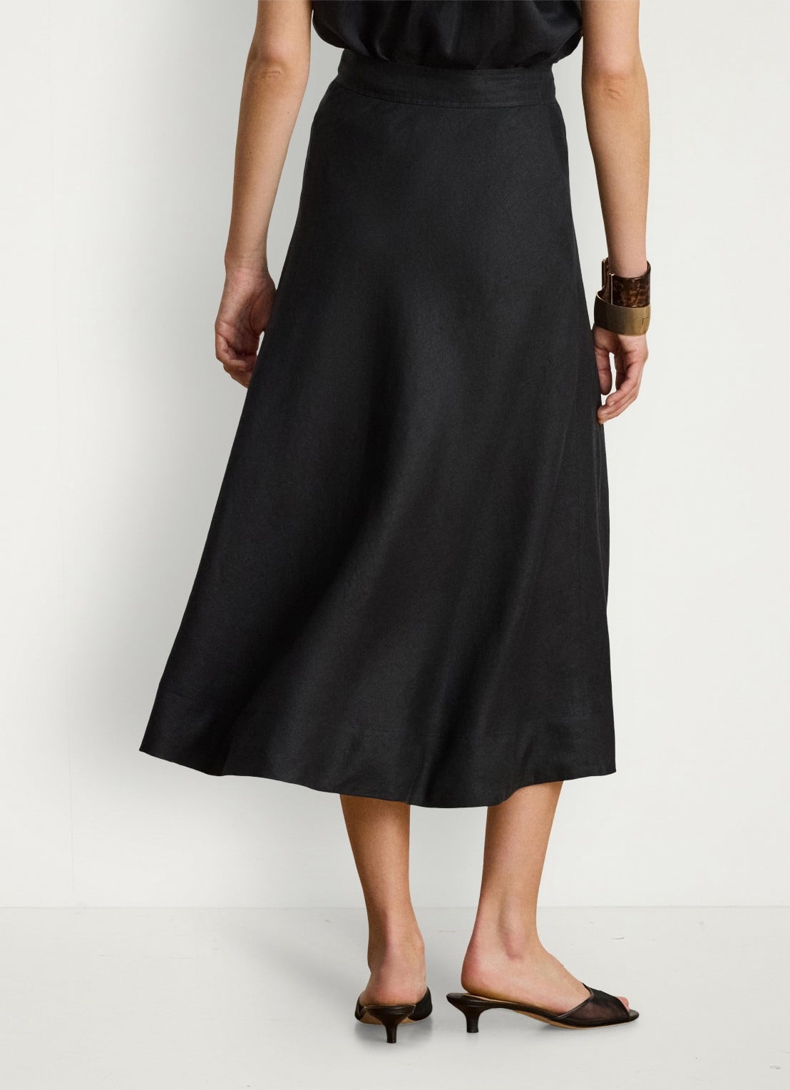 Ralph Lauren Midi rok met plooidetail - achterkant 5 zwart