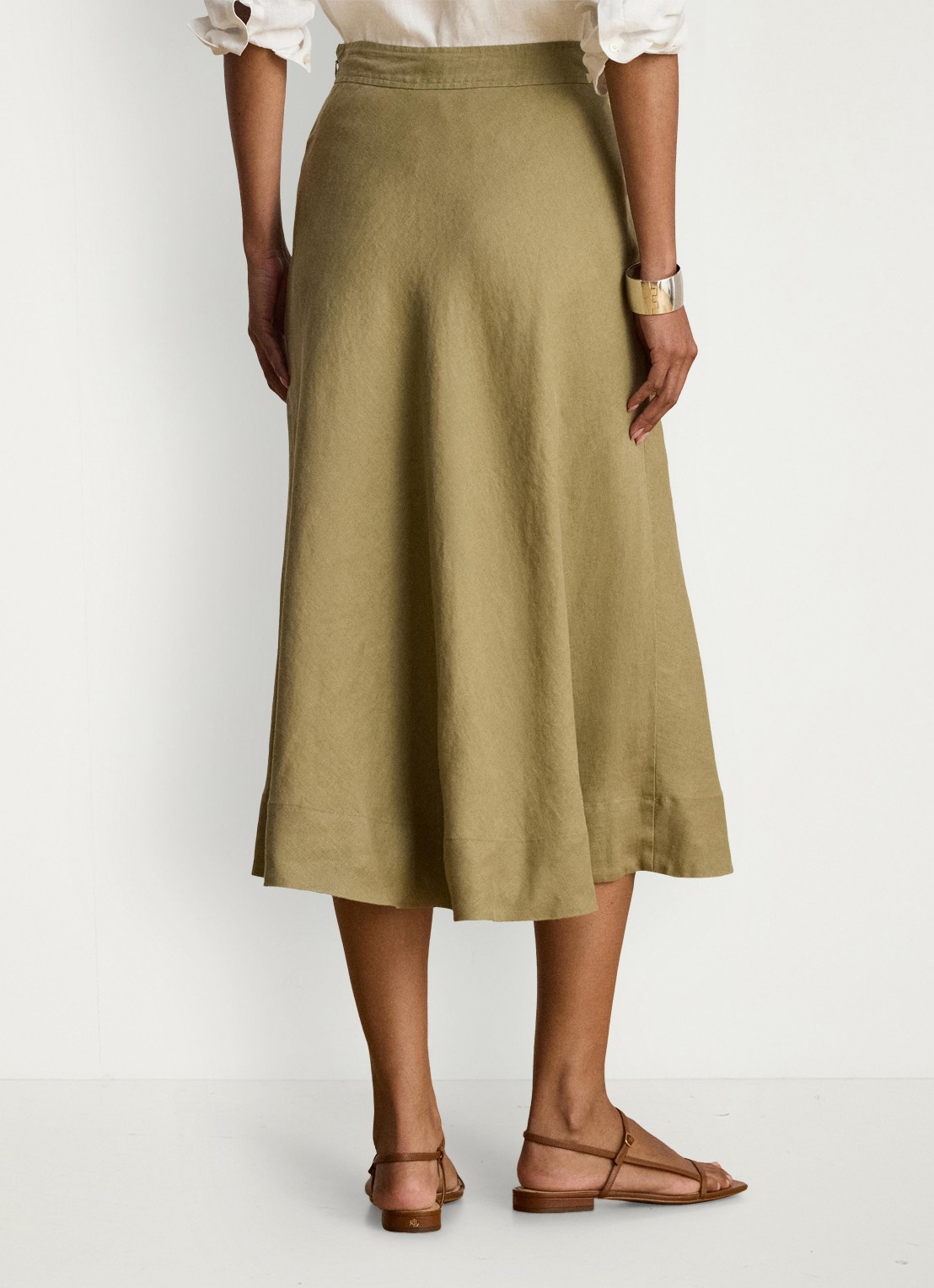Ralph Lauren Midi rok met plooidetail - achterkant 3 light agave / groen