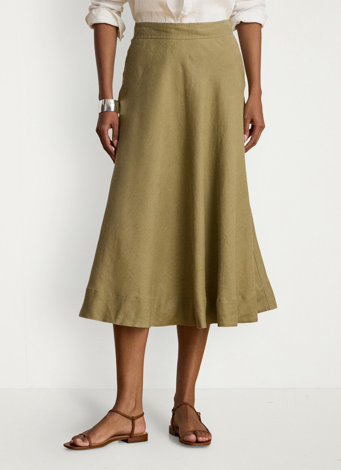 Ralph Lauren Midi rok met plooidetail - detail light agave / groen