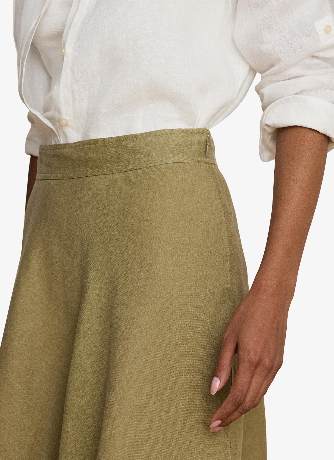 Ralph Lauren Midi rok met plooidetail - detail 2 light agave / groen