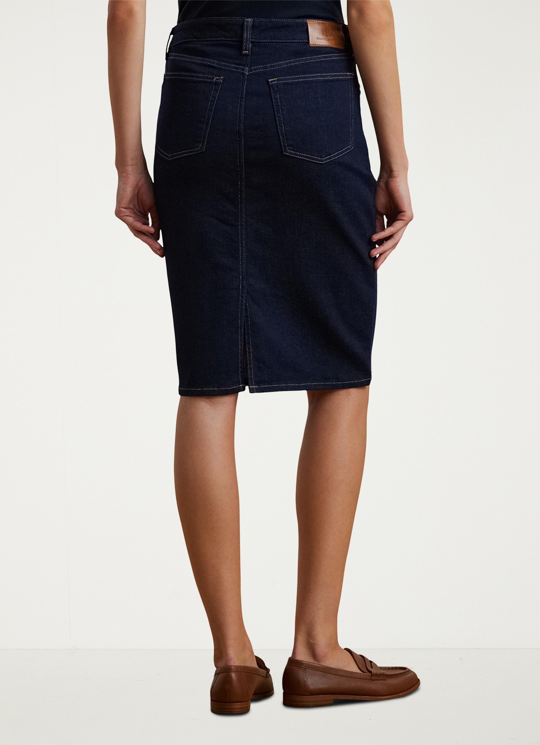 Ralph Lauren Midi rok van chambray - achterkant 3 rinse wash / indigo