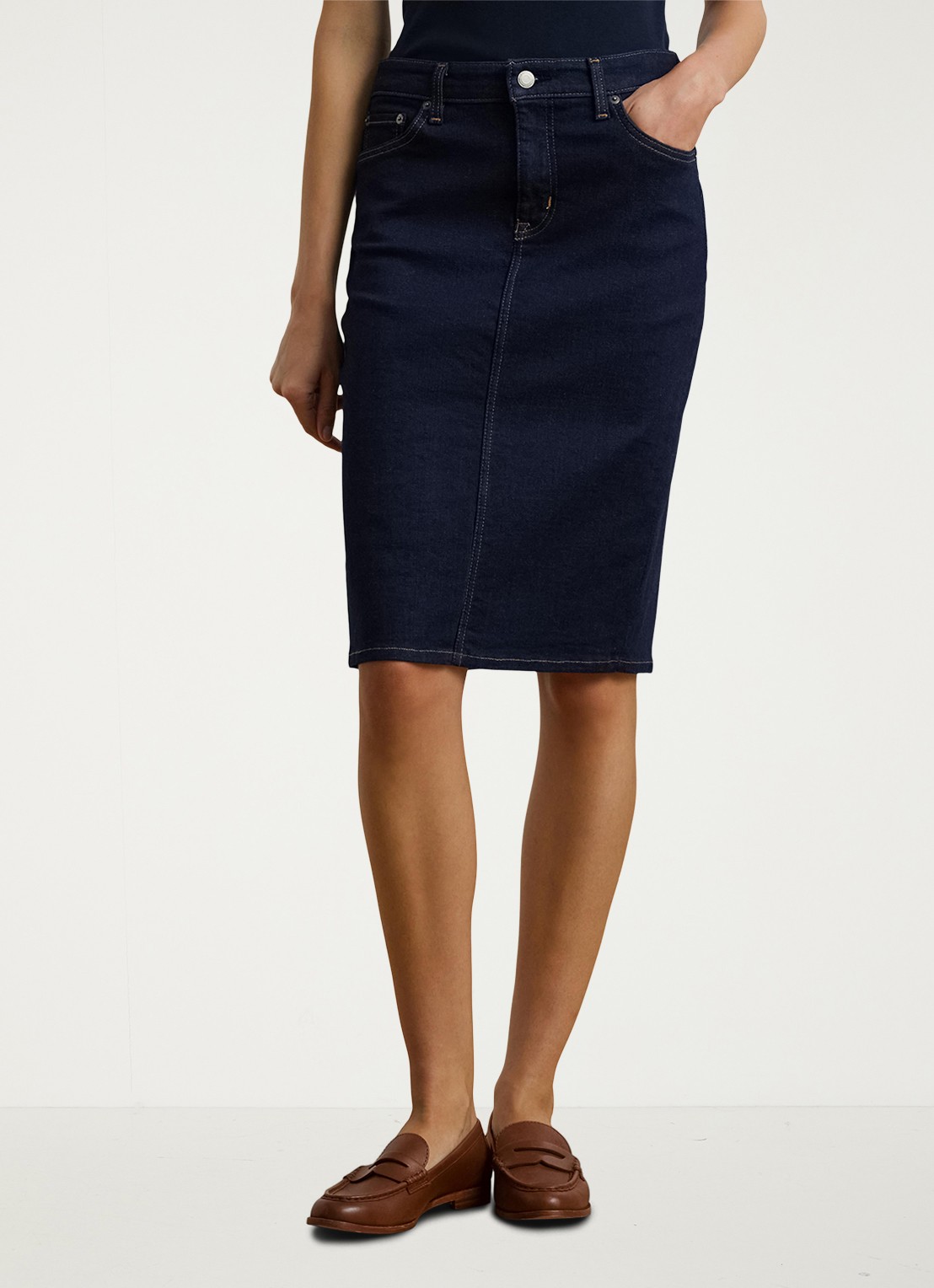 Ralph Lauren Midi rok van chambray - detail rinse wash / indigo